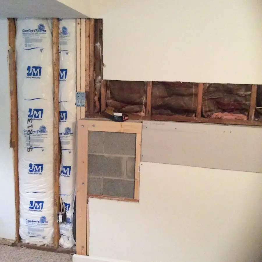 Wall insulation replacement during Basement Flood Cleanup in Middle Paxton